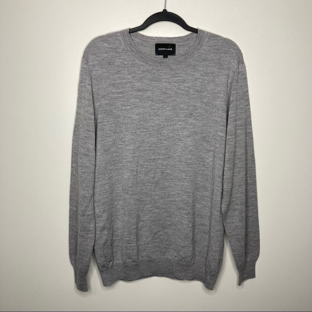 ALTON LANE 100% Merino Wool Gray Crew Neck Sweater Large